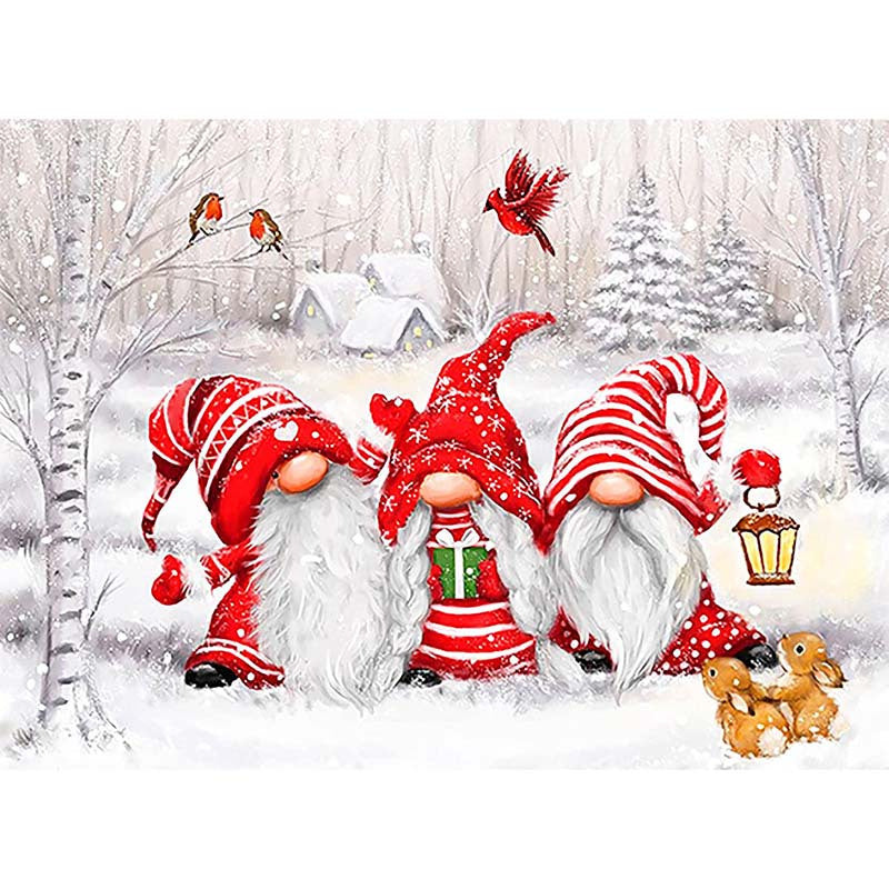 5D Diamond Painting Christmas Gnome 30x20cm Frameless