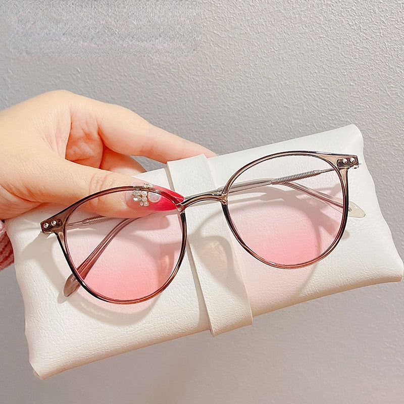 Round Anti Light Glasses For Men Women Gradient Nearsighted Myopia Frame