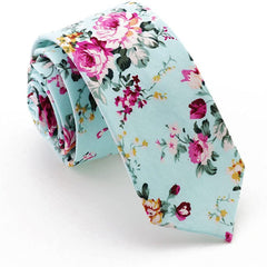Printed Floral Neck Tie Skinny Tie For Weddings Groom Groomsmen