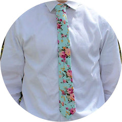 Printed Floral Neck Tie Skinny Tie For Weddings Groom Groomsmen