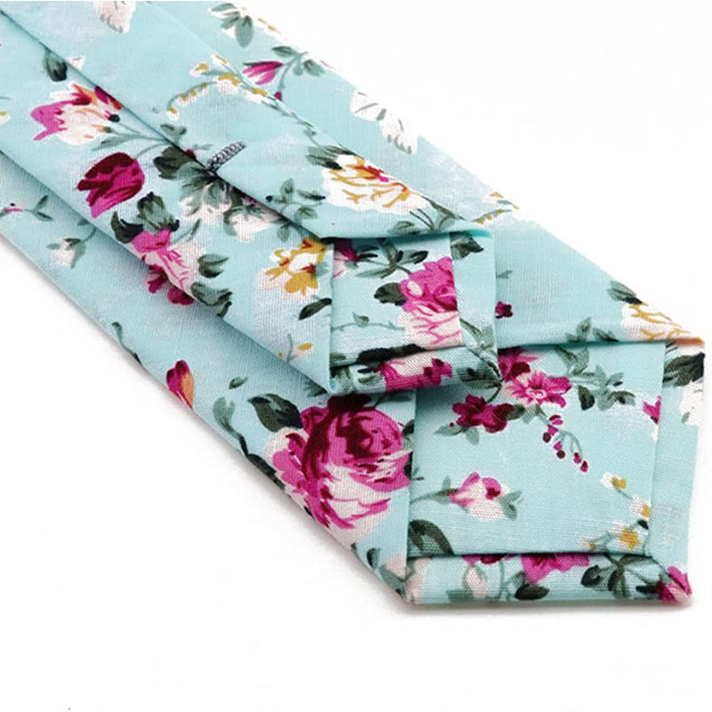 Printed Floral Neck Tie Skinny Tie For Weddings Groom Groomsmen