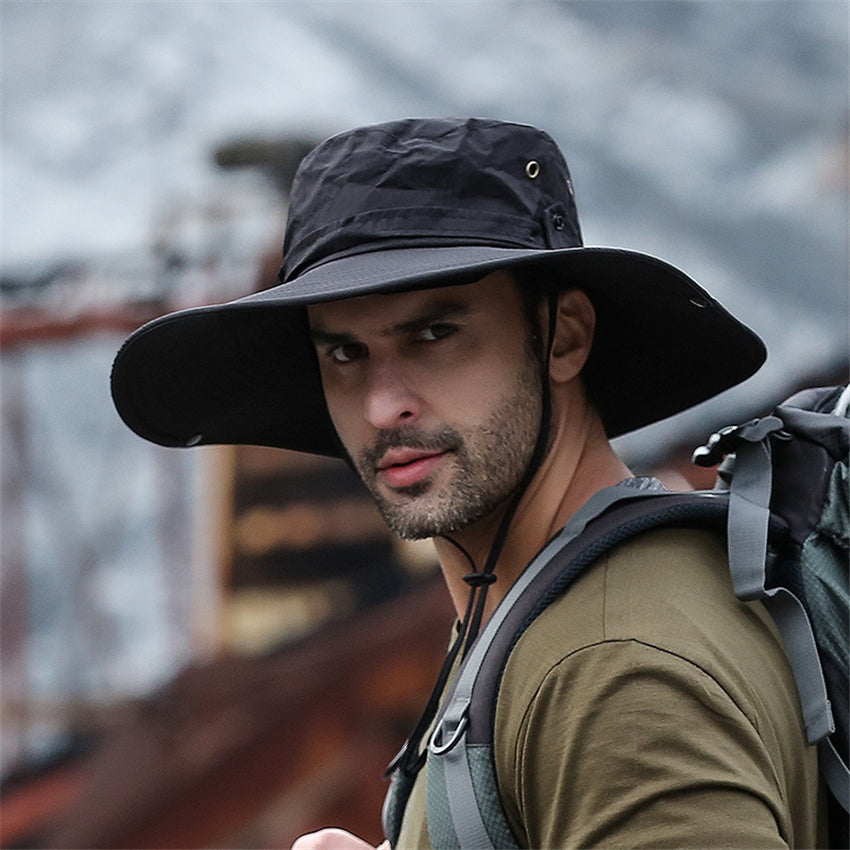 Wide Brim Bucket Hat with Chin Strap for Summer Outdoor Hiking