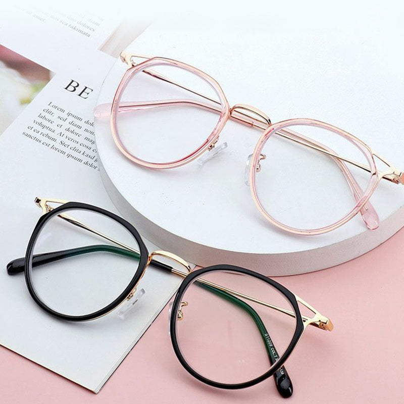 Round Anti Light Glasses For Women Men Students Jelly Optical Lens