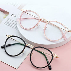 Round Anti Light Glasses For Women Men Students Jelly Optical Lens