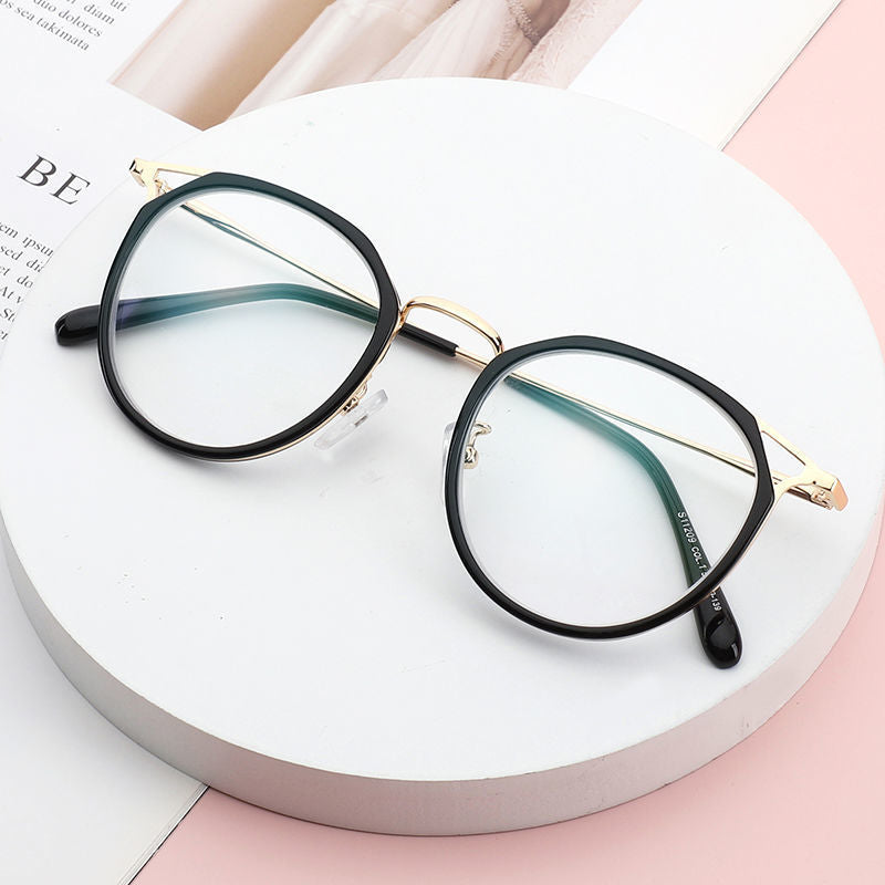 Round Anti Light Glasses For Women Men Students Jelly Optical Lens