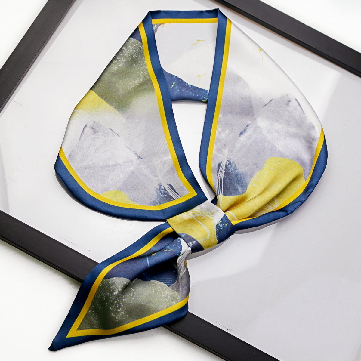 Oil Painting Print Silk Neck Scarf Women Skinny Scarf Neckerchief
