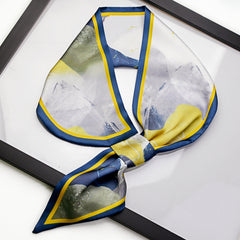 Oil Painting Print Silk Neck Scarf Women Skinny Scarf Neckerchief