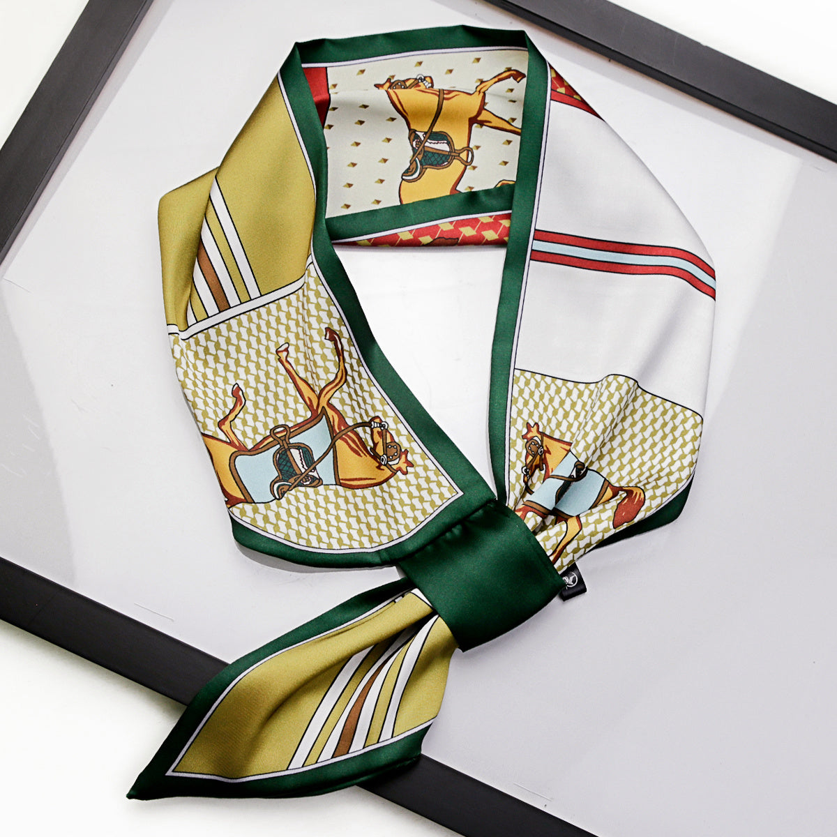 Oil Painting Print Silk Neck Scarf Women Skinny Scarf Neckerchief
