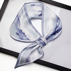 Oil Painting Print Silk Neck Scarf Women Skinny Scarf Neckerchief