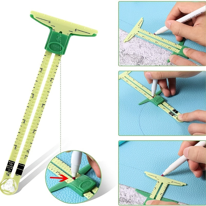 5 In 1 Sliding Gauge Multifunctional Quilting Ruler Drawing Sewing Measuring