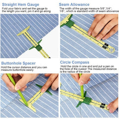 5 In 1 Sliding Gauge Multifunctional Quilting Ruler Drawing Sewing Measuring