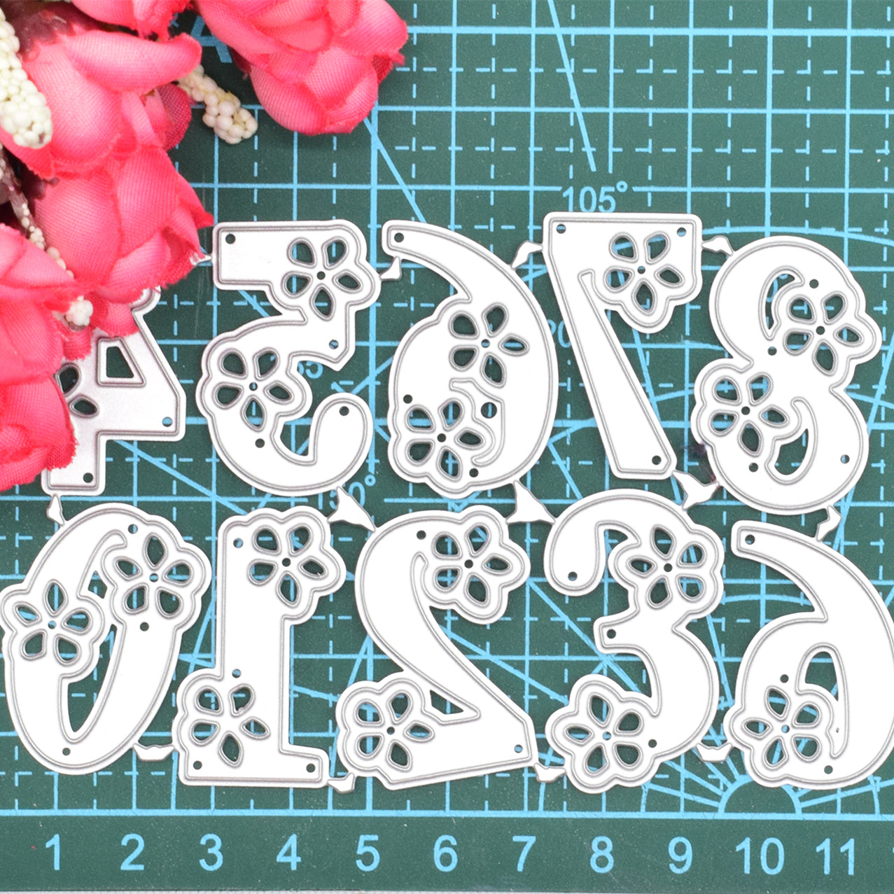 1pc 0-9 Flower Number Cutting Dies Stencils Metal Die Cuts DIY Scrapbook