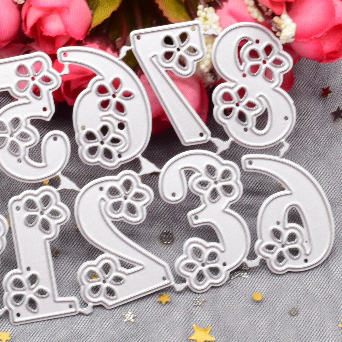 1pc 0-9 Flower Number Cutting Dies Stencils Metal Die Cuts DIY Scrapbook