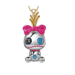 Funny Ghost Doll Circus Clown Necklace For Girls Pink Bow Character Pendant