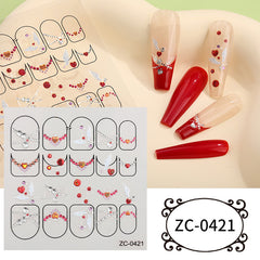 5D Embossed Nail Stickers For Women Cartoon Nail Sticker Manicure Decoration