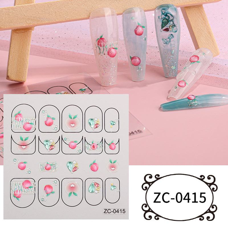 5D Embossed Nail Stickers For Women Cartoon Nail Sticker Manicure Decoration
