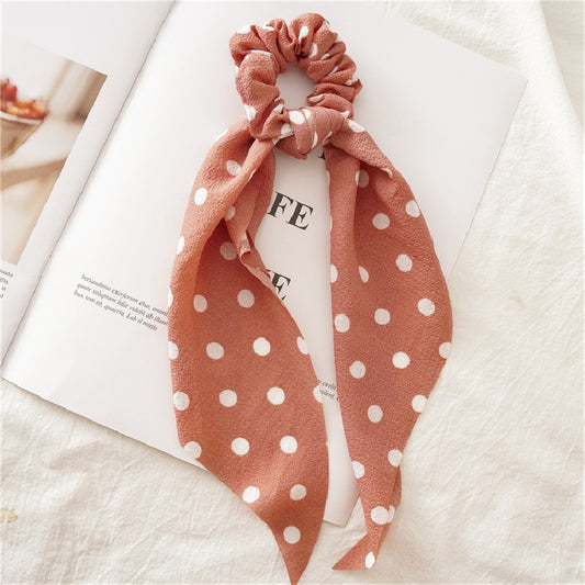 Floral Hair Scrunchies Ribbon Ponytail Streamers Bow Headwear