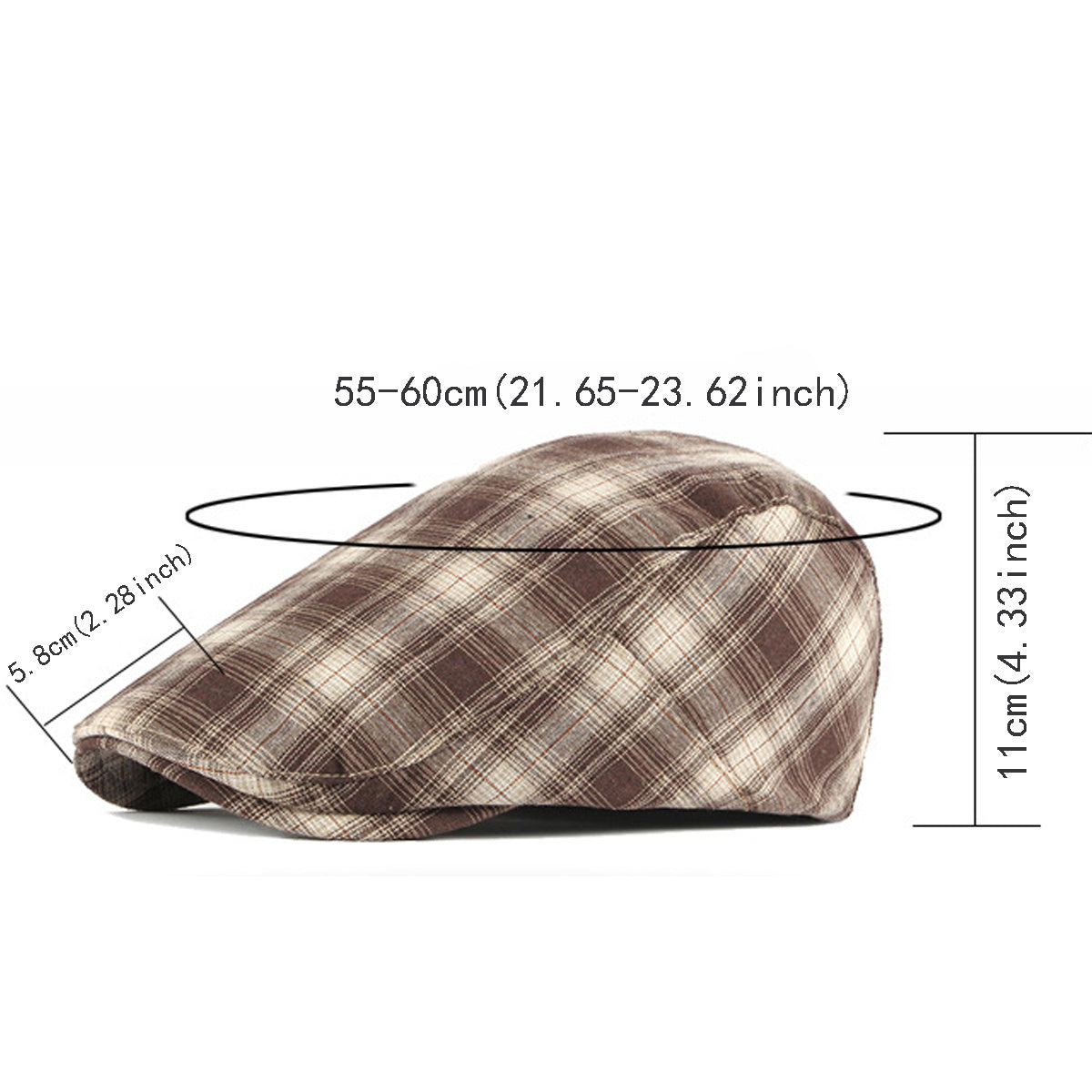Retro Check Beret Unisex Newsboy Berets Cap Forward Hat