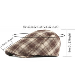 Retro Check Beret Unisex Newsboy Berets Cap Forward Hat