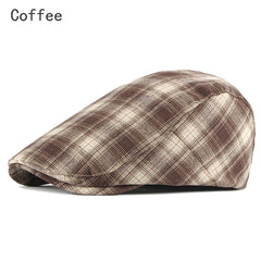 Retro Check Beret Unisex Newsboy Berets Cap Forward Hat