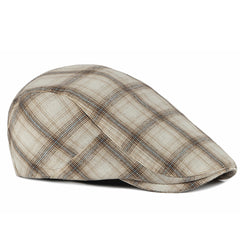 Retro Check Beret Unisex Newsboy Berets Cap Forward Hat