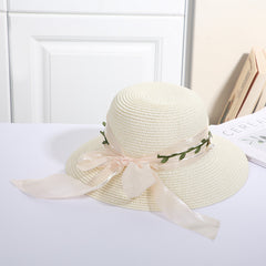Straw Ribbon Bowknot Sun Hat Women Summer Beach Travel Hats