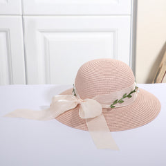 Straw Ribbon Bowknot Sun Hat Women Summer Beach Travel Hats