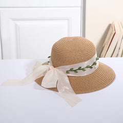 Straw Ribbon Bowknot Sun Hat Women Summer Beach Travel Hats