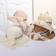 Straw Ribbon Bowknot Sun Hat Women Summer Beach Travel Hats