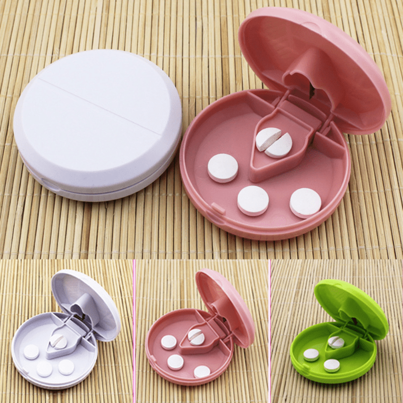 Portable Pill Cutter Splitter Storage Medicine Box Holder Travel Case