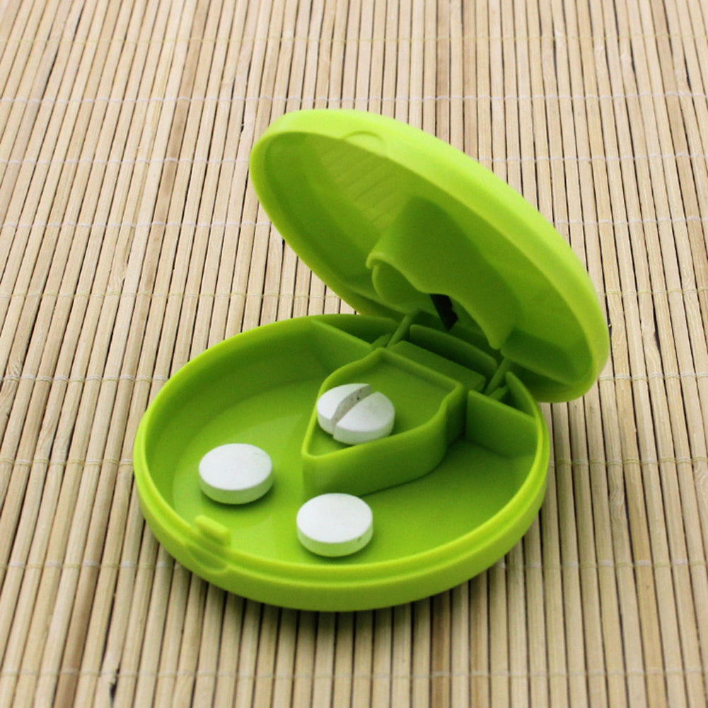 Portable Pill Cutter Splitter Storage Medicine Box Holder Travel Case