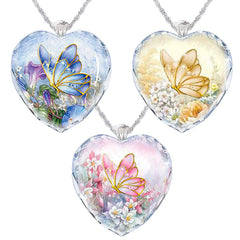 Butterfly Heart Pendant Necklace Holiday Gift For Girls