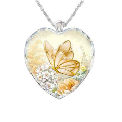 Butterfly Heart Pendant Necklace Holiday Gift For Girls