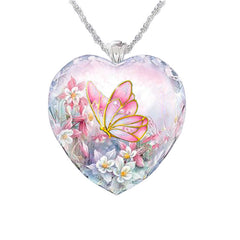 Butterfly Heart Pendant Necklace Holiday Gift For Girls