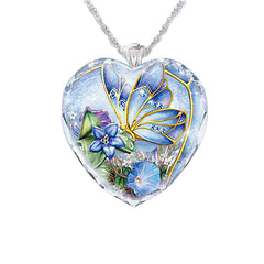 Butterfly Heart Pendant Necklace Holiday Gift For Girls