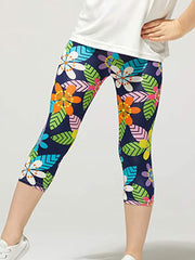 Toddler Girls Flowers Graphic Leggings Elastic Waist Thin Casual Sports Cropped