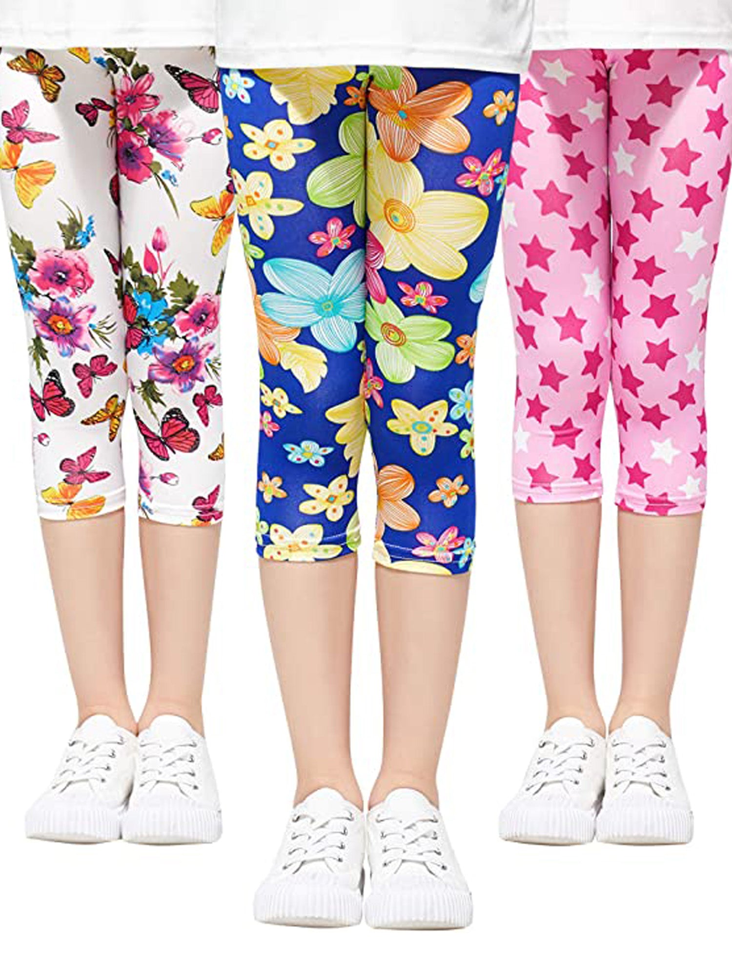 3pcs Toddler Girls Butterfly Star & Polka Dot Leggings Elastic Waist Thin Pants