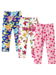 3pcs Toddler Girls Butterfly Star & Polka Dot Leggings Elastic Waist Thin Pants