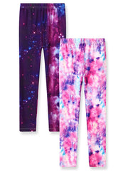 2pcs Girls Starry Sky Print Leggings Breathable Casual Pants