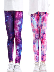 2pcs Girls Starry Sky Print Leggings Breathable Casual Pants