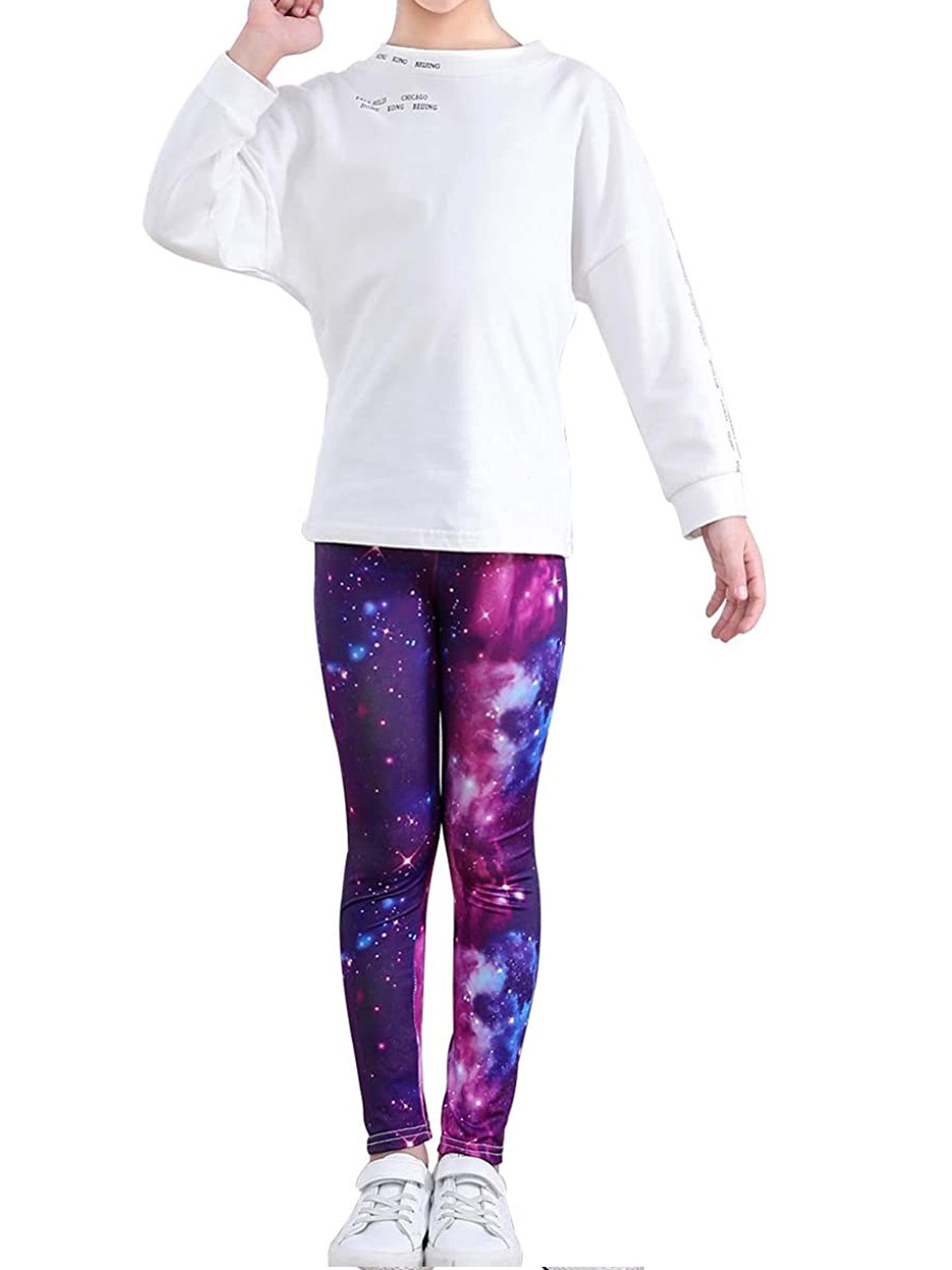 2pcs Girls Starry Sky Print Leggings Breathable Casual Pants