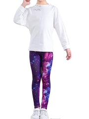 2pcs Girls Starry Sky Print Leggings Breathable Casual Pants