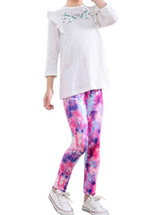 2pcs Girls Starry Sky Print Leggings Breathable Casual Pants
