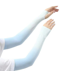 Gradient Ice Sleeve Fingerless Gloves Sun Protection Driving Cycling Long Gloves