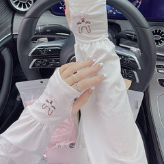Rabbit Embroidery Sunproof Ice Sleeves for Women