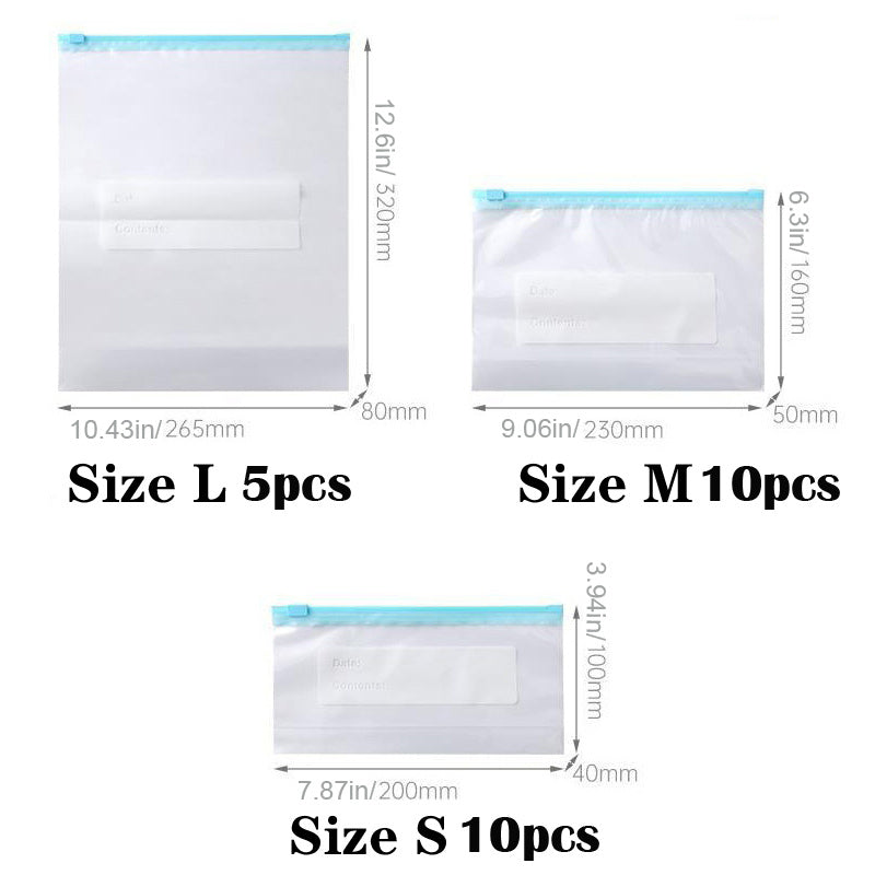 25PCS Reusable Food Storage Bags Silicone Leakproof Freezer BPA Stand Up