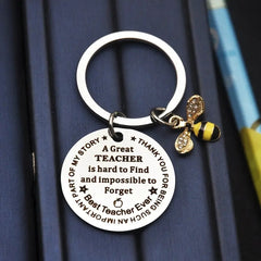 Teacher's Keychain A Great Teacher Small Bee Stainless Steel Keychain Gift