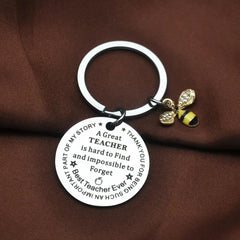 Teacher's Keychain A Great Teacher Small Bee Stainless Steel Keychain Gift