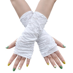 Women's Punk Style Fingerless Glove Cosplay Ripped Gloves For Halloween Costume