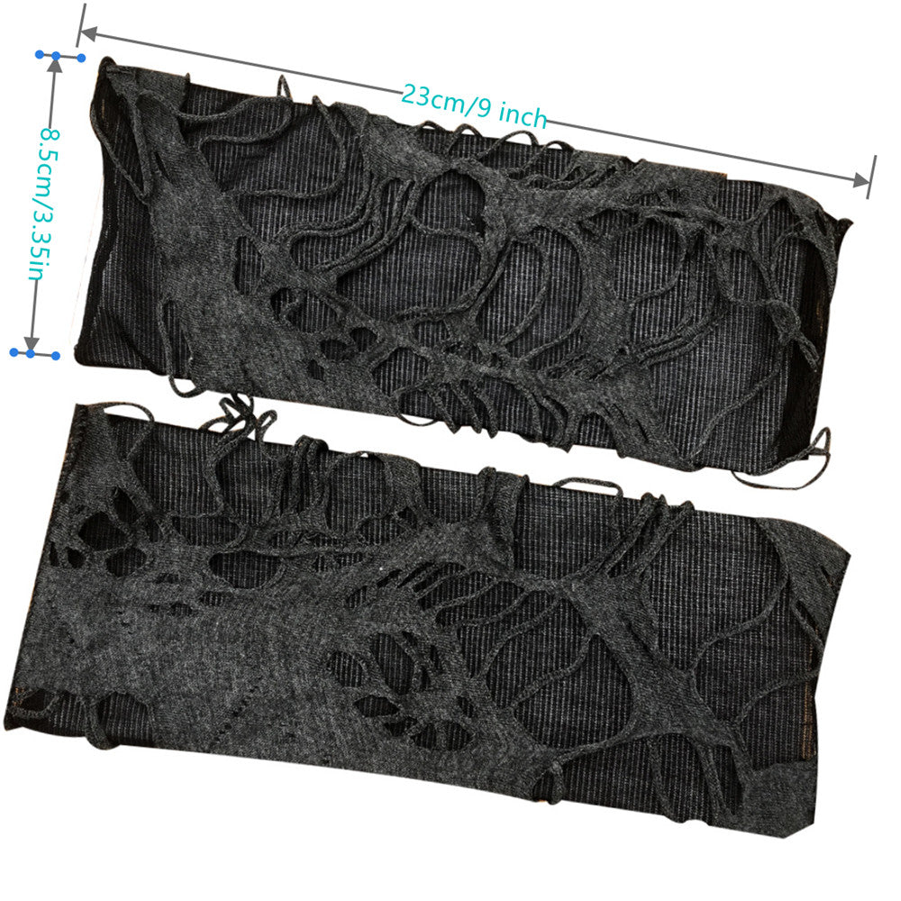 Women's Punk Style Fingerless Glove Cosplay Ripped Gloves For Halloween Costume